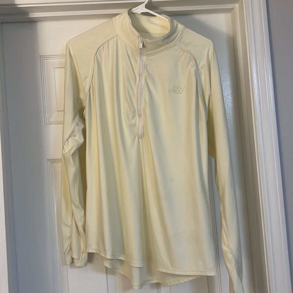 New Balance athletic pale yellow pullover, 3/4 zip, size XL